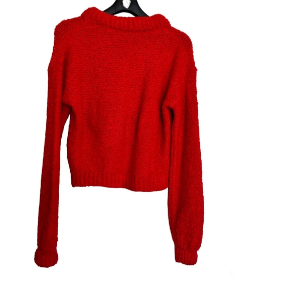Something Navy Wool Blend Chunky Cozy Warm Red Sweater Size XS - Picture 3 of 6